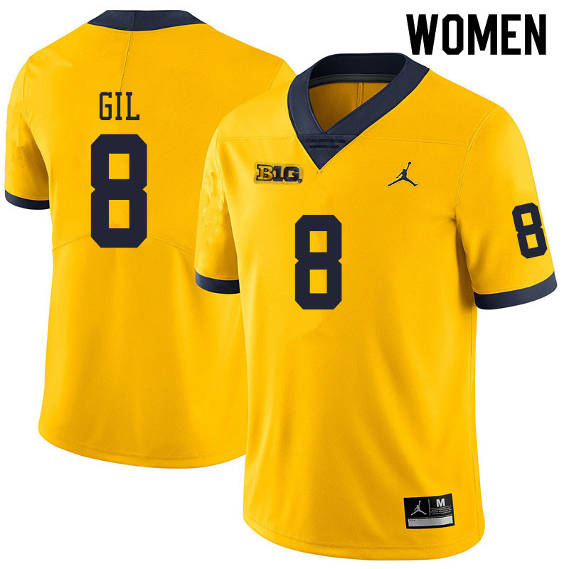 Women #8 Devin Gil Michigan Wolverines College Football Jerseys Sale-Yellow